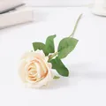 Artificial velvet rose single stem flower for home party wedding decor fake floral gift - Pearl Rose - Champagne
