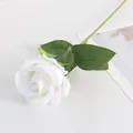 Single branch white artificial rose, elegant silk flower for home and wedding decor variant. - Pearl Rose White