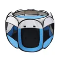 Foldable pet playpen dog tent portable breathable mesh octagonal exercise pen for cats puppies - Blue