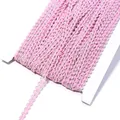 Pink silver metallic wave braid trim detail close up, ric rac ribbon for sewing craft DIY. - 0.5cm Wide 25 Yards/Pack / Pink