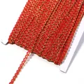 Two-color metallic S-shaped rickrack trim detail, perfect for sewing, garments, and home decor. - 0.5cm Wide 25 Yards/Pack / Bright Red