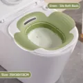 Green petal-shaped sitz bath for toilet use, size 39x38x13cm for personal care. - 39cm Size / Green