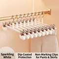 High-quality white non-slip pants hangers with metal clips for efficient closet storage - Wider Style / Widened Creamy White