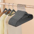 Grey flocked kids clothes hangers, non-slip velvet baby garment hangers 23x42cm pack - Regular Fit / Gray