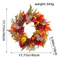 Autumn wreath with pumpkins and maple leaves, 17.71 inch diameter for Thanksgiving decor - Red Sunflower Pine Cone Withered Branch Wreath (Z1-22)