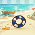 Lifesaver embroidery patch for beach style clothing DIY decorative apparel accessory iron on. - Blue Swim Rings