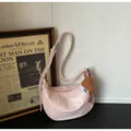 Stylish pink shoulder dumpling bag PU leather crossbody bag with cute heart pendant - Pink With Pendant