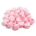 Perline di cuore in acrilico rosa con grandi fori per bracciali e catene per cellulari. - Cuore / 50 Pezzi / Rosa chiaro