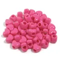 Dettaglio perle acriliche cuore rosa, perle sciolte con foro grande per bracciali ciondoli fai da te. - Cuore / 50 Pezzi / Rosso rosa