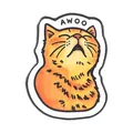 Cartoon ginger cat enamel pin badge featuring unique AWOO text design for clothing - Howling Orange Cat (AWOO) (UVXZ321)