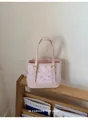 Nieuwe luxe roze en witte bucket-tas voor dames versierd met zoete dessertpatronen - Zonder hanger / Roze