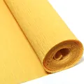 Vista detallada de un rollo de papel crepé amarillo, ideal para manualidades y regalos. - Ancho 50cm Largo 2.5m / Amarillo Albaricoque