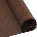 Primer plano detallado del rollo de papel crepé marrón oscuro con arrugas y texturas finas. - Ancho 50cm Largo 2.5m / Café