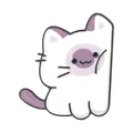 Cute white and purple cartoon cat enamel pin badge, fun animal clothing accessory - White Cat with Purple Ears (UVXZ332)