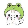 Cute cartoon white cat enamel pin wearing a green frog hood hat fashion accessory for bags - White Cat with Frog Headgear (UVXZ334)