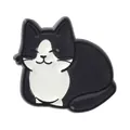 Cute cartoon black and white cat enamel pin badge accessory for clothing and bags - Black and White Tuxedo Cat Sitting (UVXZ310)