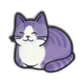 Adorable purple and white striped cartoon cat enamel pin for clothing and bags decoration - Side-Lying Purple Striped White Cat (UVXZ313)