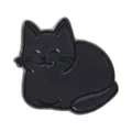Cute black cat enamel pin with a smiling face and minimalist design for clothes and bags - Lying Black Cat (UVXZ315)
