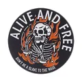 Pin's en émail squelette vintage américain avec flammes et texte motivation. - Style de Chaîne de Liberté de Squelette (QHXZ5949)