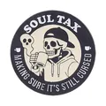 Insigne en émail de squelette américain vintage avec texte SOUL TAX pour tenues - Style de Squelette Maudit buvant du Café (QHXZ5951)