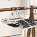 Seamless anti slip clothes hanger household wardrobe drying rack grey color 41x21cm - 10 Pieces Pack / Open-Ended Style (Quiet Grey)