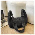 Stylish large capacity black denim dumpling crossbody bag for college students and commuting - Black