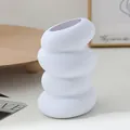 Nordic minimalist white plastic donut vase, modern stackable desktop flower arrangement bottle. - Pebble Vase