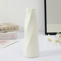 White twisted plastic vase, minimalist modern flower container for indoor home decor. - Spiral Vase White