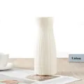 White plastic pleated flower vase, minimalist drop-proof floral arrangement home decor. - Washed Waist Vase White