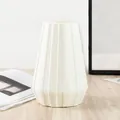White plastic flower vase minimalist fluted desktop decorative vase for home room decor - Large Round Bottom Vase White
