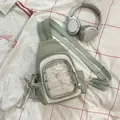 Green and white small sling ita bag with clear window, multi-functional casual mini crossbody. - Green With Star Pendant