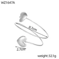 Elegant heart-shaped silver arm cuff with dimensions 8.7cm and 2.7cm weight 32.1g - Silver Double Heart Style (WZ1647A)