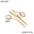 Detail view of golden geometric arm cuff with pearls showing 8.7cm length and weight - Baroque Pearl Style (WZ1622D) / Gold