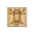 Broche créative d'illustration de chat vitruvien avec cadre en métal argenté carré - Chat de Vitruve Manuscrit (ZP0404)
