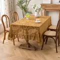 Vintage French lace tablecloth elegant mesh table cover with ruffled edge for dining home decor - French Peony - Orange