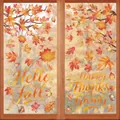 Autocollants de fenêtre en feuilles d'érable avec motifs Happy Thanksgiving et Hello Fall - Style Feuilles d'Érable, Glands et Slogan de Fête (2606) / 20*30CM*6 Feuilles