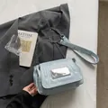 Light blue patent leather chain crossbody bag, stylish women's shoulder handbag for commute - Blue without Pendant