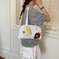 Sac bandoulière Boston blanc imprimé patte femme élégant sac à main fourre-tout - Blanc (Avec Pendentif Coeur)