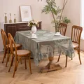 Tovaglia in pizzo traforato stile rustico francese, copritavolo verde vintage con volant decorativi. - Verde Cerchio Floreale / 140*240cm