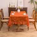 Tovaglia in pizzo arancione stile country francese copritavolo traforato volants - Arancione Cerchio Floreale / 140*240cm