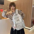 Joli sac à dos pour étudiant avec motif d'ours mignon, sac décontracté élégant pour adolescente. - Avec Pendentif / Gris