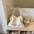 Sac à épaule jaune pour femme cabas décontracté d'été grande capacité avec empreinte. - Jaune