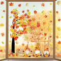 Autocollants de fenêtre statiques feuilles d'érable et gnomes pour décor d'automne - Style Gnomes d'Automne et Feuilles d'Érable (2605) / 20*30CM*6 Feuilles