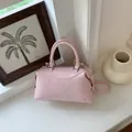 Stylish pink Boston handbag for women, versatile crossbody pillow bag for daily commute - Basic Style / Pink