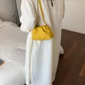 Vibrant yellow women's bucket bag, stylish crossbody purse with soft pleated leather. - Yellow (No Pendant) / Yellow