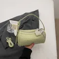 Green woven cylinder shoulder bag with pearl heart pendant and chic stylish everyday design - Green (With Pendant)