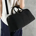 Large capacity black canvas travel bag, versatile Boston shoulder handbag for daily and fitness. - Black