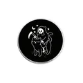 Cool Gothic Grim Reaper riding black cat enamel pin badge for stylish clothing and bags - Round Reaper Cat Style (YP3642)