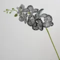 Ramo di orchidea artificiale maculato bianco e nero 102cm per decorazione floreale - Stampa bianca e nera a 7 teste