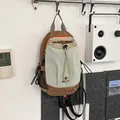 Μικρό casual σακίδιο πλάτης με χρωματική αντίθεση για υπαίθρια πεζοπορία και ταξίδια. - Χακί και ανοιχτό πράσινο
